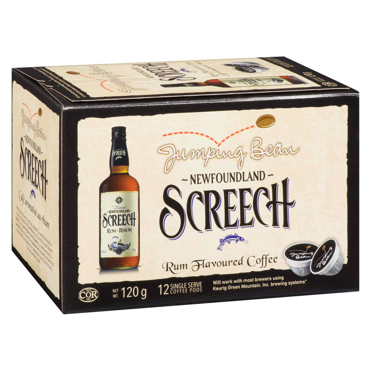 Jumping Bean Newfoundland Screech Rum Coffee,12ct{Imported from Canada}