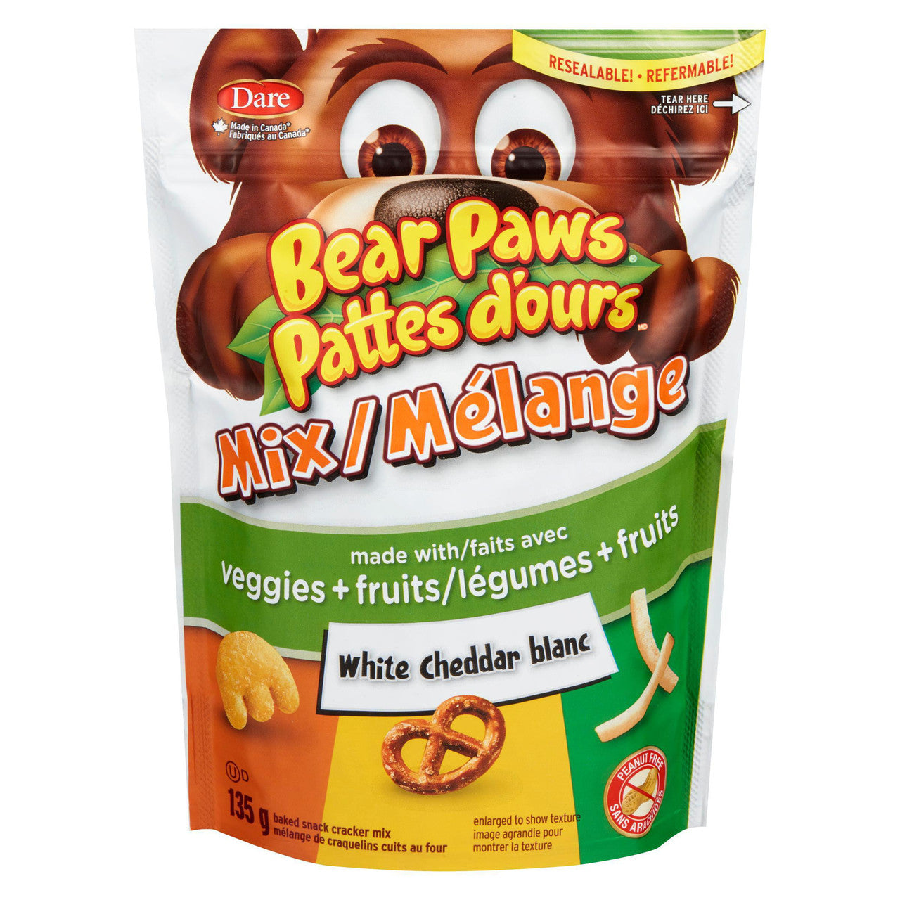 Dare, Bear Paws Crackers Mix, White Cheddar, 135g/4.8oz., {Imported from Canada}
