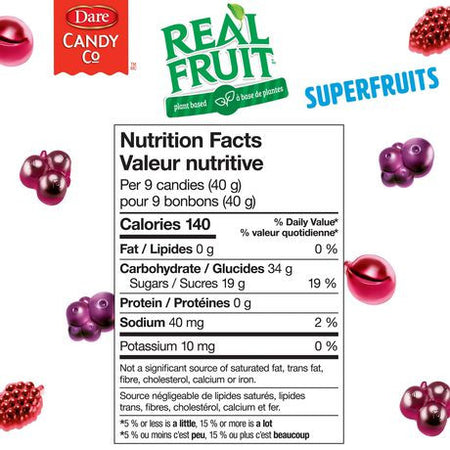 Dare RealFruit Gummies, Superfruits Candy, 180g/6.3oz., {Imported from Canada}