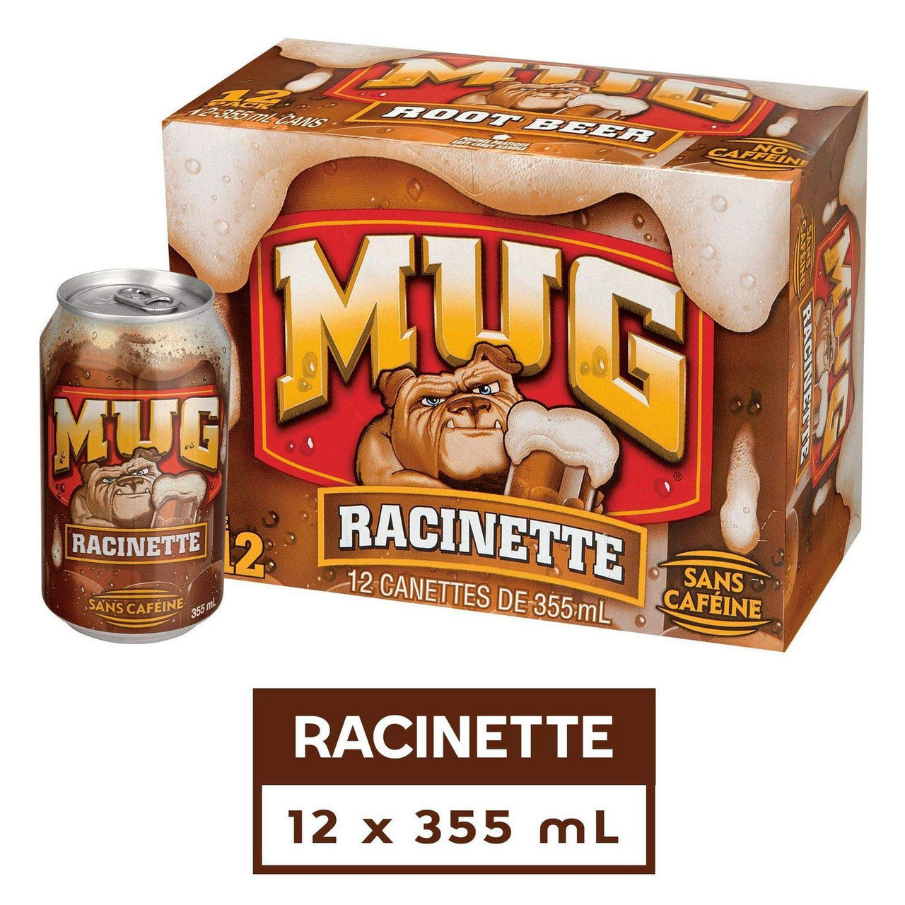 MUG Root Beer, 355mL/12 fl. oz., Cans, 12 Pack, {Imported from Canada}