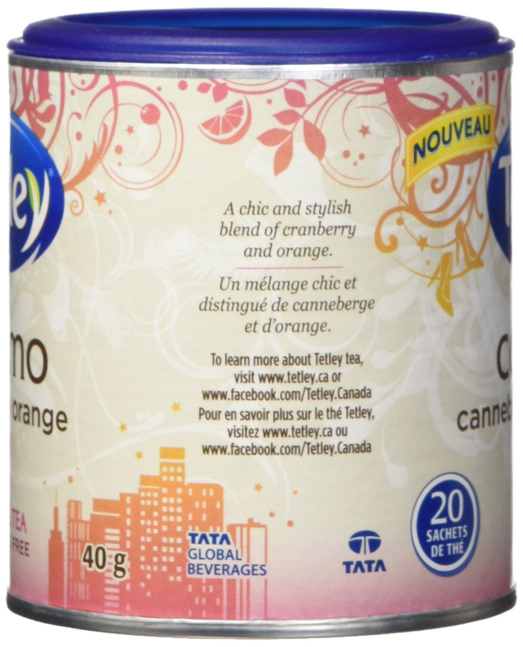 Tetley Cosmo Cranberry Orange  20 Round Tea Bags {Imported from Canada}