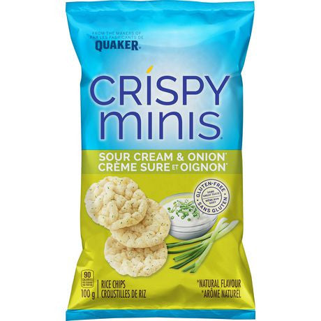 Quaker Crispy Minis Sour Cream & Onion Rice Chips 100g/3.5 oz.,{Imported from Canada}