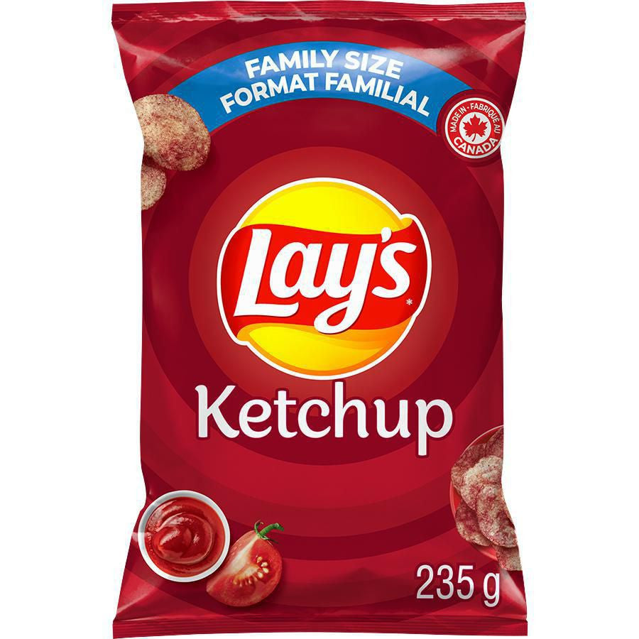 Canadian Lays Ketchup Flavour Chips [1 Large Family Size Bag]