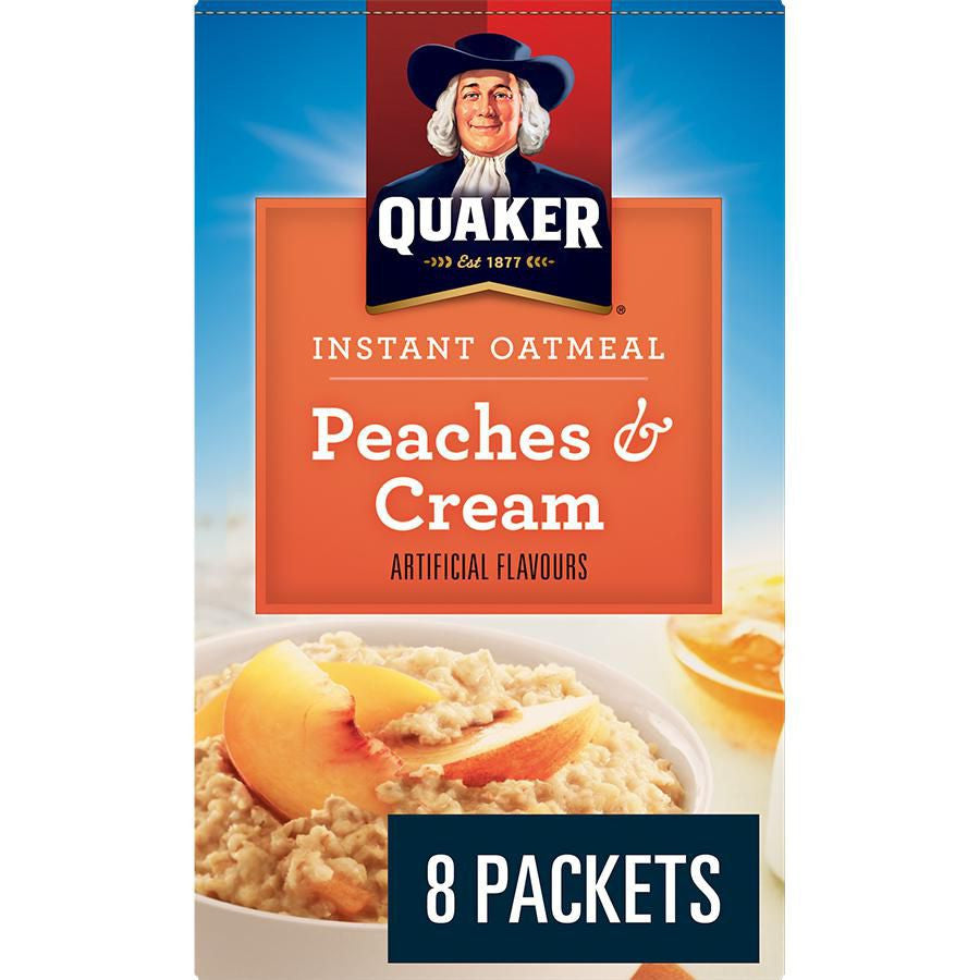 Quaker Peaches & Cream Flavor Instant Oatmeal, 8 packets, 264g/9.2 oz. Box (Imported from Canada)
