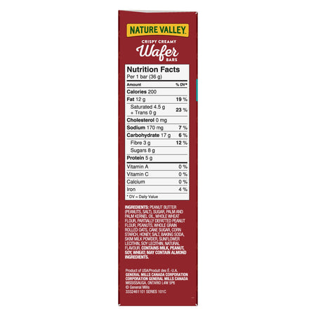 NATURE VALLEY Crispy Creamy Wafer Bars, Peanut Butter, 5 Count per box, 184g/6.5 oz., {Imported from Canada}