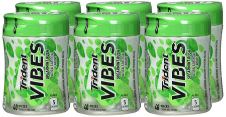 Trident Vibes Spearmint Rush 40-Piece Bottle, 6 Count, {Imported from Canada}