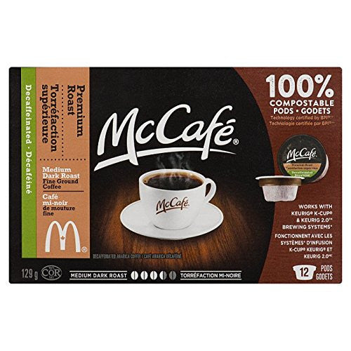 McCafe Premium Roast Decaffeinated Coffee Single Serve Pods, 12ct, (Imported from Canada)