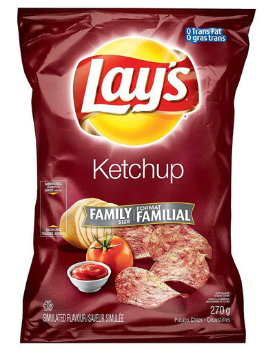 Canadian Imported Potato Chips - Large Family Size - Frito Lays Ketchup