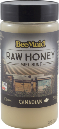 BeeMaid Raw Honey Canada #1 White, 500g/17.6oz, (Imported from Canada)
