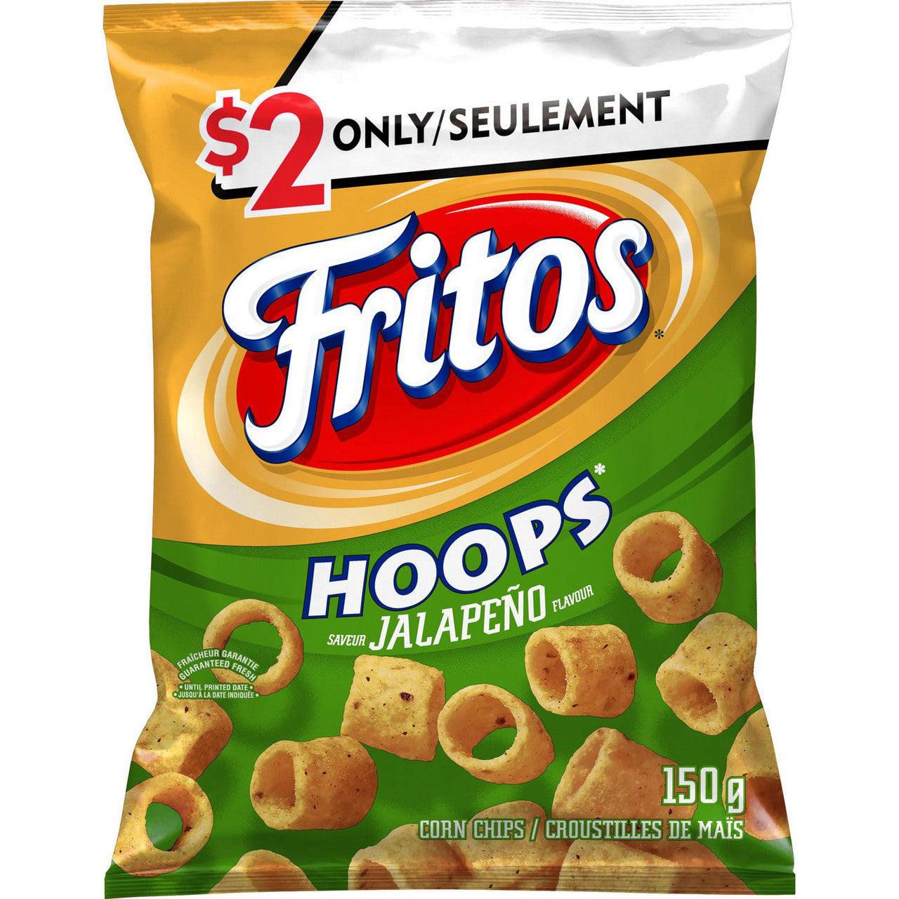 Fritos Hoops Jalapeno Corn Chips, 150g/5.3 oz., Bag {Imported from Canada}