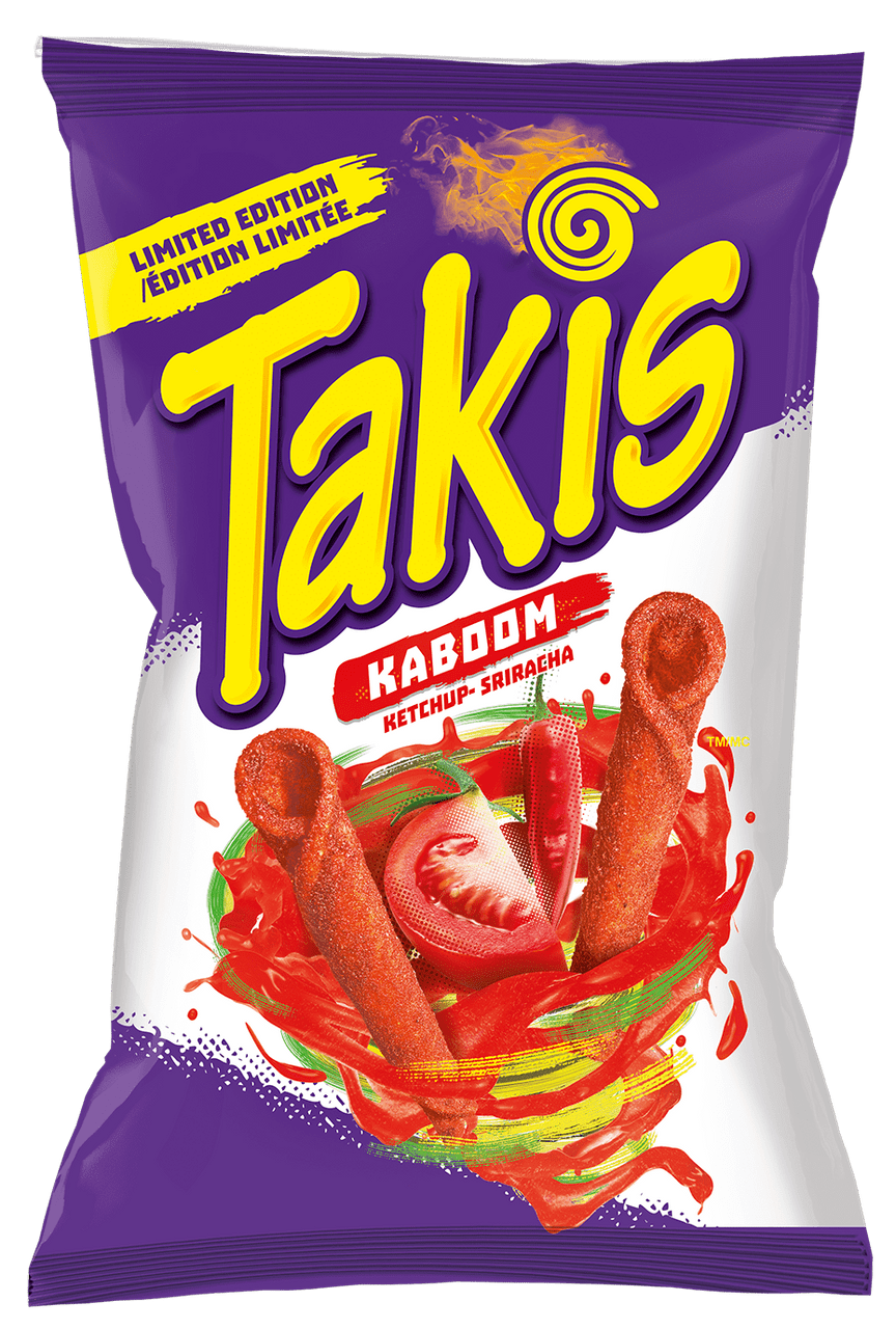 Takis Rolled Tortilla Chips, Kaboom Ketchup Sriracha Flavor, 280g/9.9 oz. {Imported from Canada}