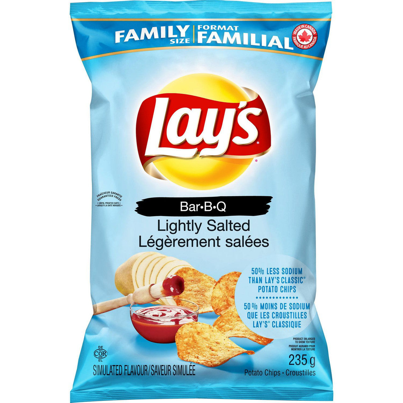 Lay's Barbecue Lightly Salted Potato Chips, 235g/8.3 oz., {Imported from Canada}