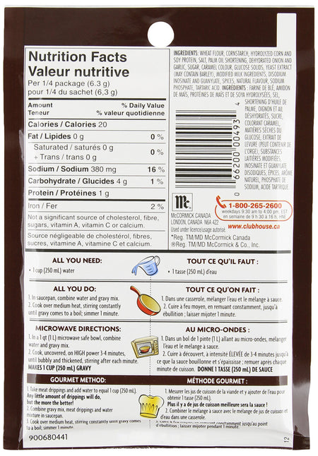 Club House, Brown Gravy Mix, 25g/1oz., {Imported from Canada}