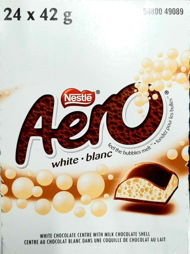 AERO White Chocolate Bars, 42g/1.5 oz., 24 Count, {Imported from Canada}