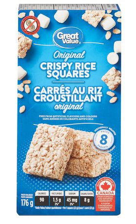 Great Value Crispy Rice Squares, 176g/6.2oz., {Imported from Canada}