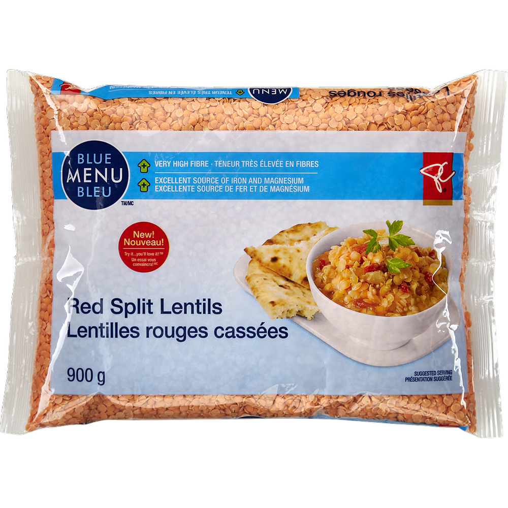 PC Blue Menu, Red Split Lentils - Dry, 900g/1.9lb., {Imported from Canada}
