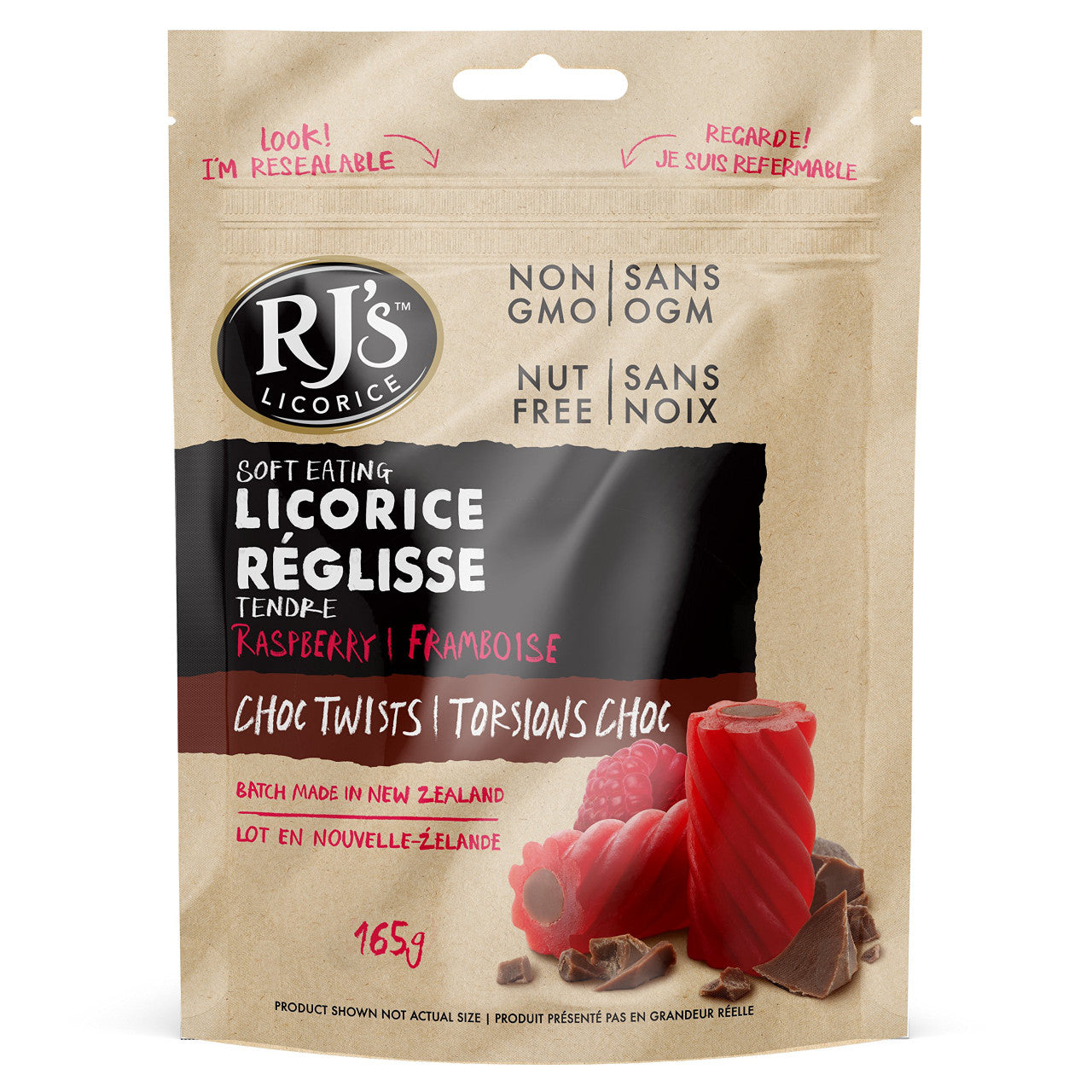 RJ's Licorice Twists, Raspberry Chocolate, 180g/6.3oz - 5pk{Imported from Canada}