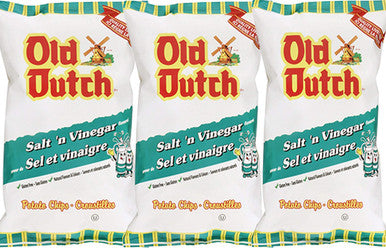 Old Dutch Salt & Vinegar Flavoured Potato Chips 255g - 3 X Large Bags {Imported from Canada} (3-Pack)
