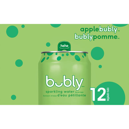 Side of Bubly Apple Sparkling Water Beverage, 12x355ml cans, 4.26L/144 oz