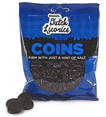Gustaf's Dutch Licorice Coins With Hint Of Salt, 150g/5.2 oz. {Imported from Canada}