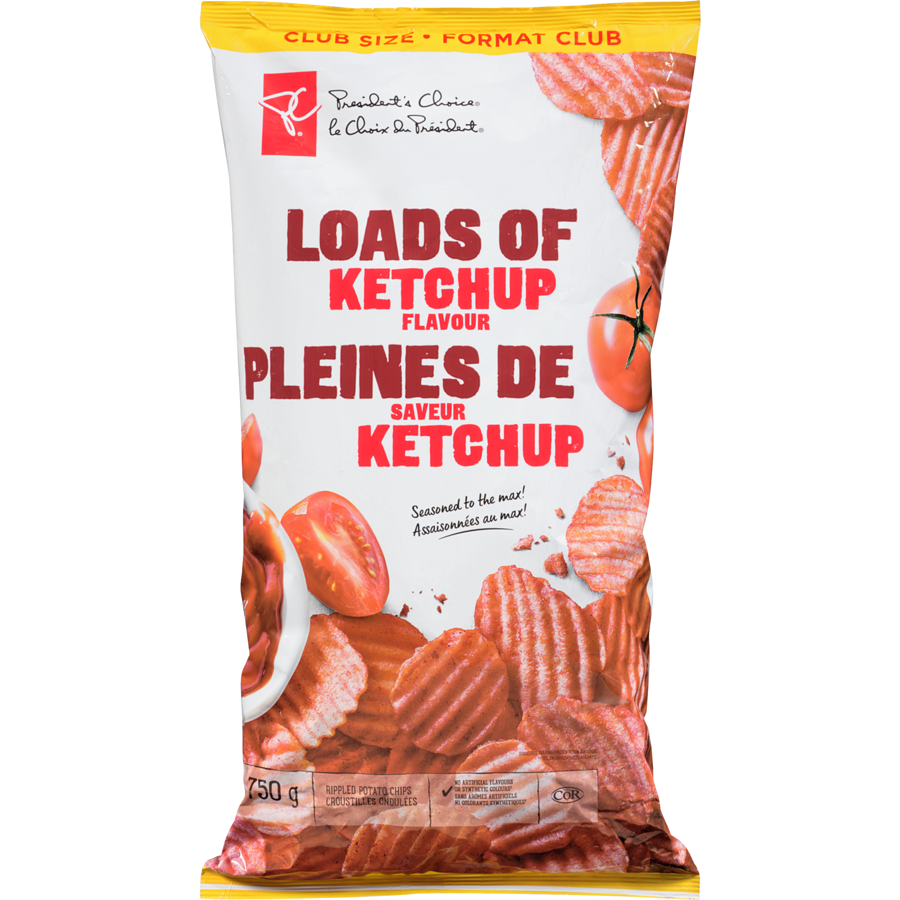 President's Choice Loads of Ketchup Flavour Chips 750g, 26.45oz [Canadian]