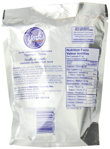 YORK Dark Chocolate Peppermint Patties Miniatures, 200g/7.1 oz., {Imported from Canada}