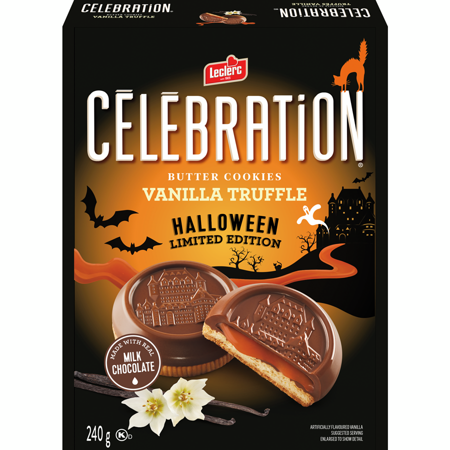 Leclerc Celebration Halloween Vanilla Truffle Butter Cookies, 240g/8.4 oz. Box {Imported from Canada}