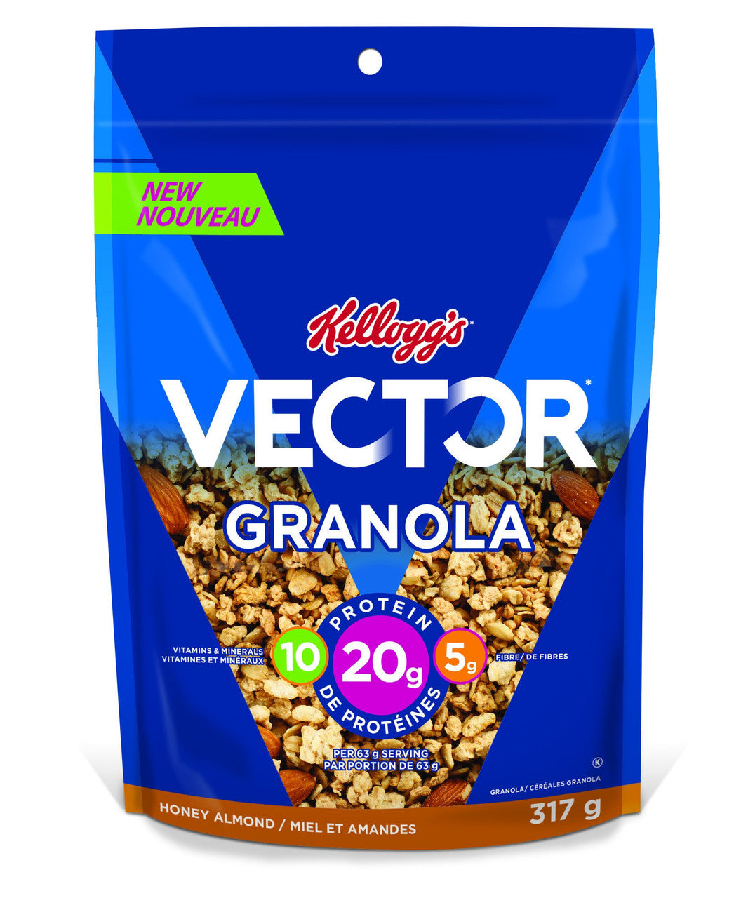 Kellogg's Vector Granola Honey Almond, 317g/11oz, Cereal, (Imported from Canada)