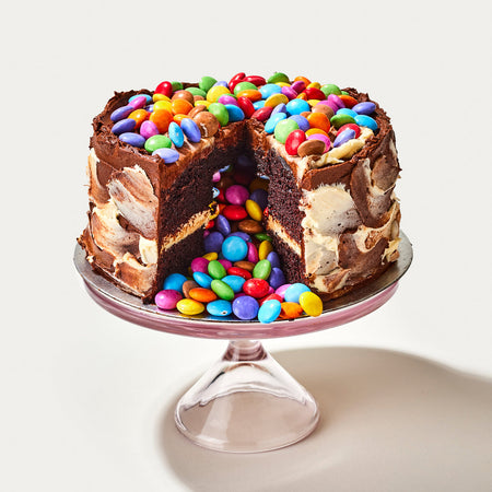 A cake made with Nestle Smarties Chocolates