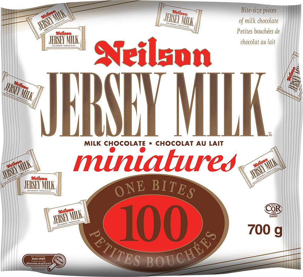 Cadbury Jersey Milk 100 Count Minis 700 Gram {Imported from Canada}