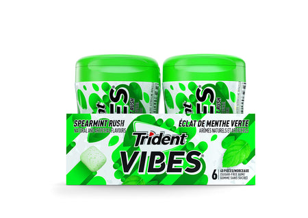Trident Vibes Spearmint Rush 40-Piece Bottle, 6 Count, {Imported from Canada}