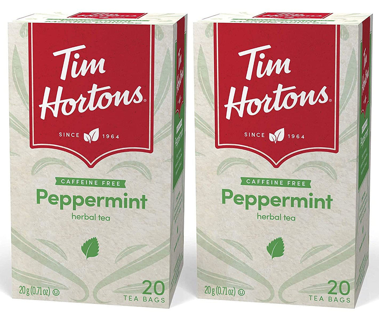 Tim Hortons Peppermint Tea Bags, 20 count, 40g/1.4oz, 2-Pack, {Imported from Canada}