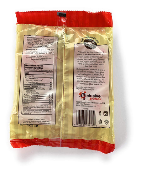 Roo's Real Australian Strawberry Licorice, 120g/4.2oz., Bag, {Imported from Canada}