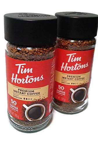 Tim HORTON'S Premium Instant Medium Roast Coffee, (2)100g/3.5oz. Jars {Imported from Canada}