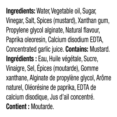 Kraft French Dressing 425ml/14.4 oz., Bottle, ingredients label