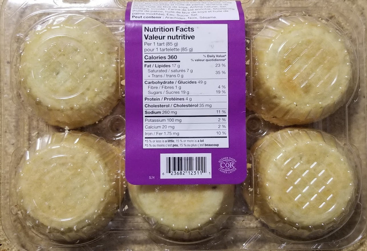 Panache Raisin Butter Tarts, (6) Tarts per Box, 510g/18 oz., {Imported from Canada}