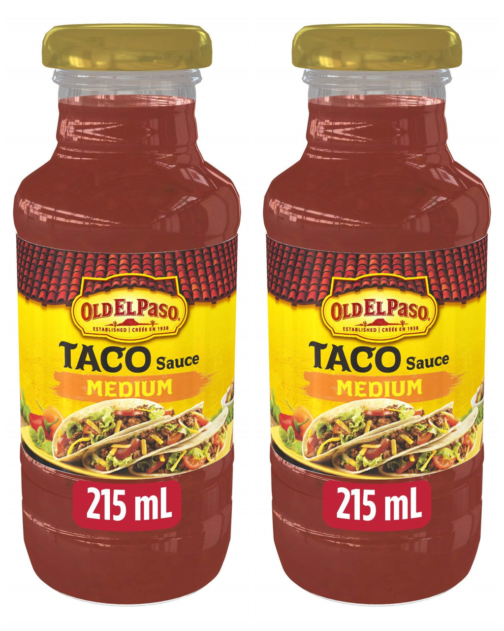 Old El Paso Taco Medium Sauce, 215ml/7.3 fl.oz. (2 pack) {Imported from Canada}