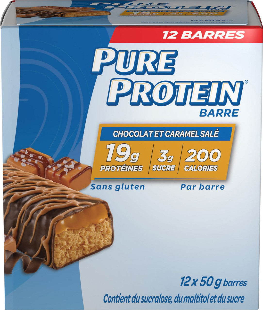 Pure Protein,Gluten Free, Snack Bars, Chocolate Salted Caramel, 50g/1.8oz., 12ct, {Imported from Canada}