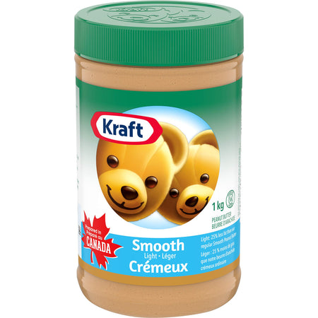 Kraft Peanut Butter, Light Smooth, 1kg/35 oz., (Pack of 12) {Imported from Canada}