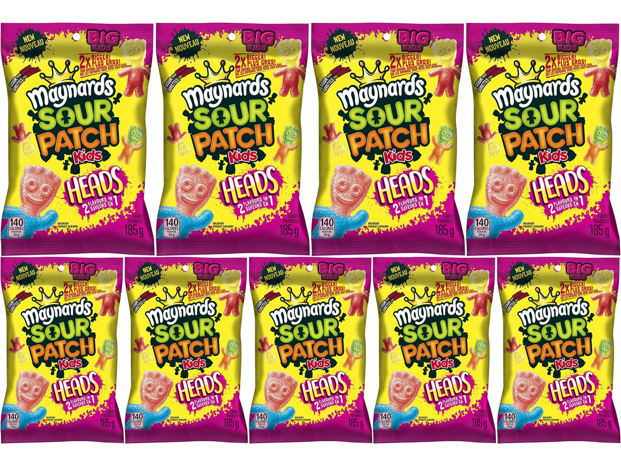 Maynards Sour Patch Kids Big Heads 185g/6.5oz., 9pk, {Imported from Canada}