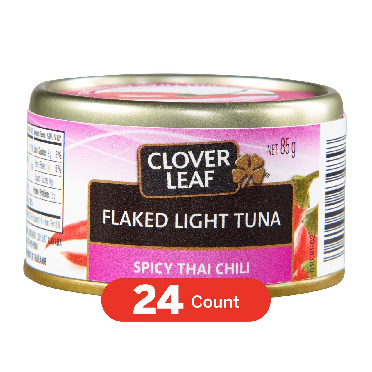 Clover Leaf Flaked Spicy Thai Chili Light Tuna, 85g/3 oz., (24 Pack) {Imported from Canada}