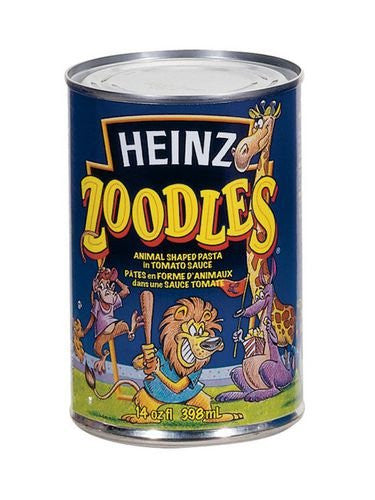 Heinz Zoodles Animal Shaped Pasta with Tomato Sauce 398ML/13.4oz Can, (Imported from Canada)
