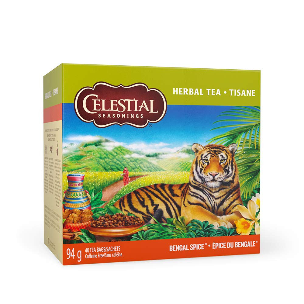 Celestial Seasonings Bengal Spice Herbal Tea, 40 Tea Bags per box, 1 box, {Imported from Canada}