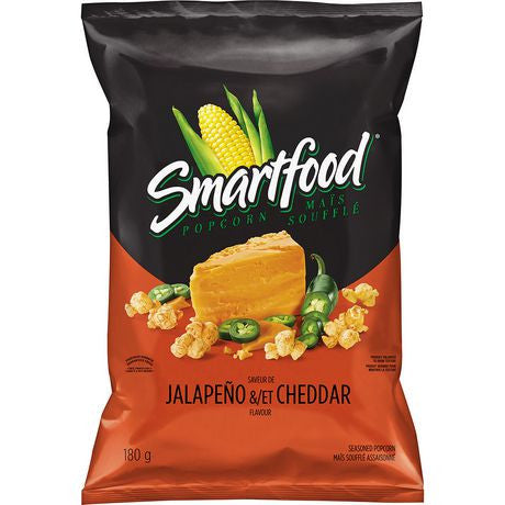 Frito Lay Smartfood Jalapeno & Cheddar Ready to Eat Popcorn, 180g/6.3oz. (Imported from Canada)