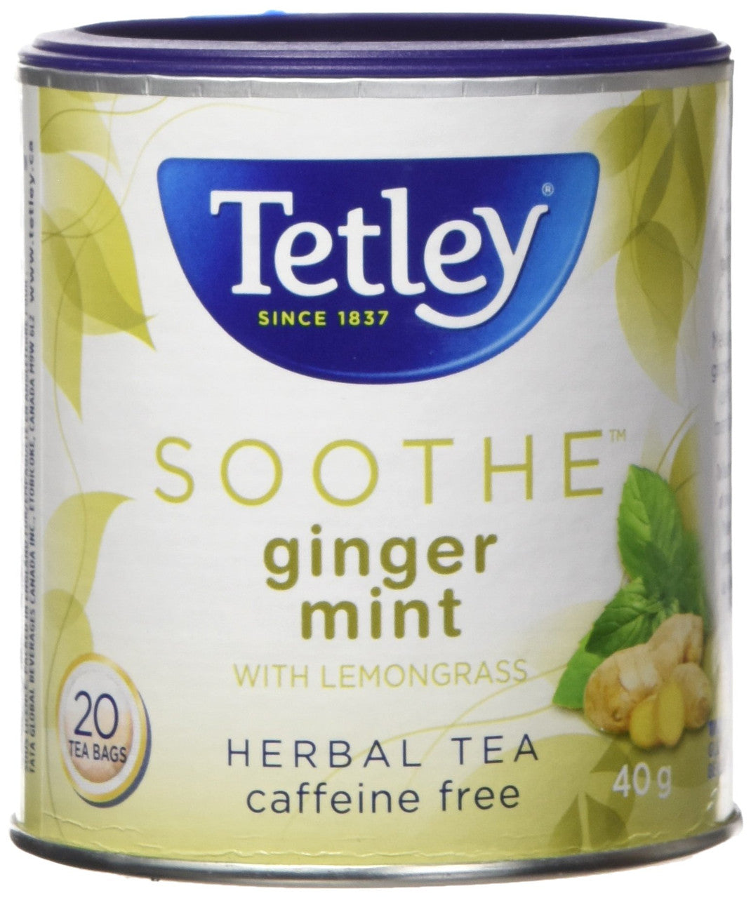 Tetley Soothe GingerMint With Lemongrass Herbal Tea Caffeine Free 20  Tea Bags