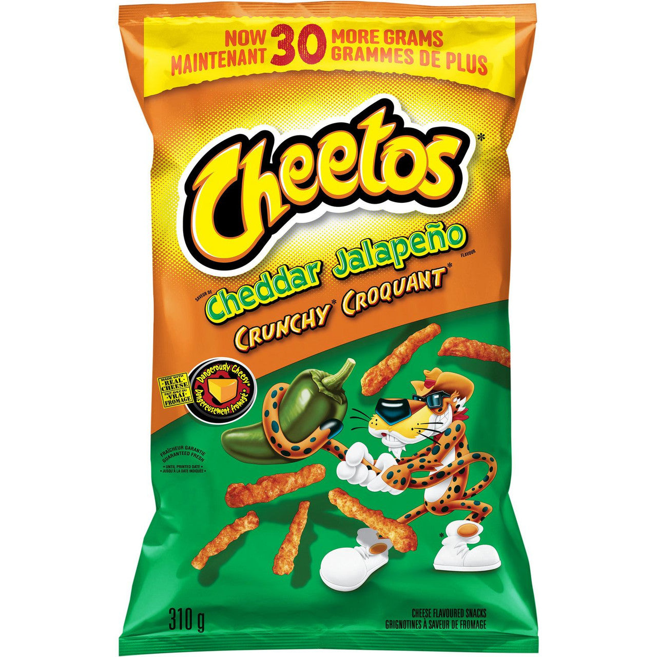 Cheetos Cheddar Jalapeno Crunchy Cheese Snacks 310g/10.9 oz {Imported from Canada}