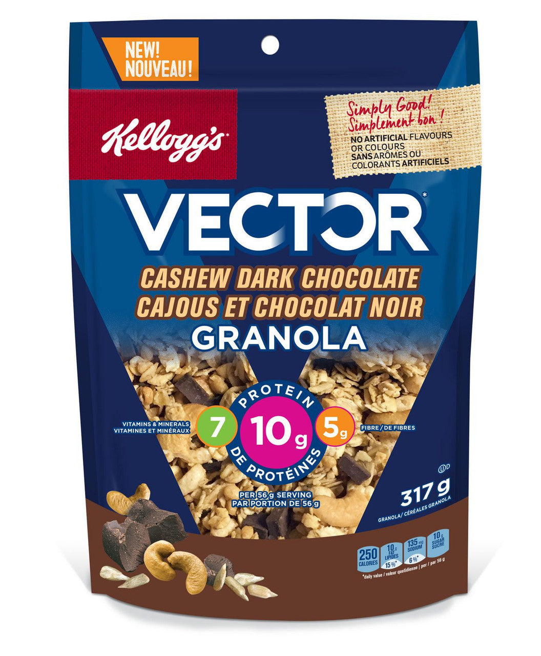 Kellogg's Vector Granola, Cashew Dark Chocolate, 317g/11oz. (Imported from Canada)