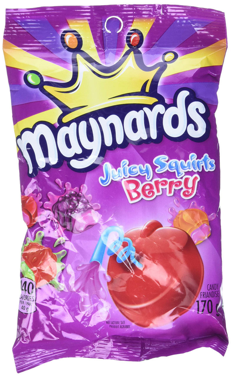 Maynards Juicy Squirts Berry, Gummy Candy, 170g/6oz., (6 Pack), {Imported from Canada}