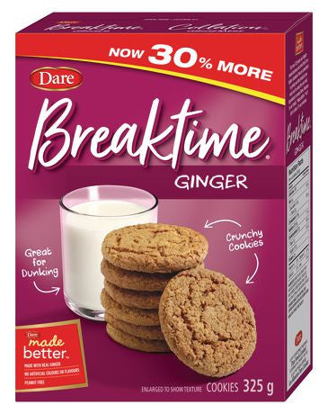 Dare Breaktime Ginger Cookies, 325g/11.5oz, 12 Count, {Imported from Canada}