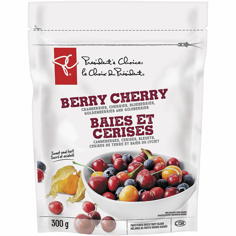 PC Berry Cherry Sweetened Dried Fruit Blend, Various fruits, 300g/10.6 oz., {Imported from Canada}